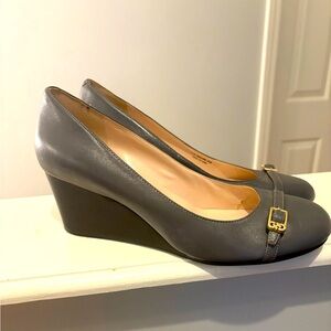 Cole Haan Gray Leather Wedge with buckle. Size 9.5.